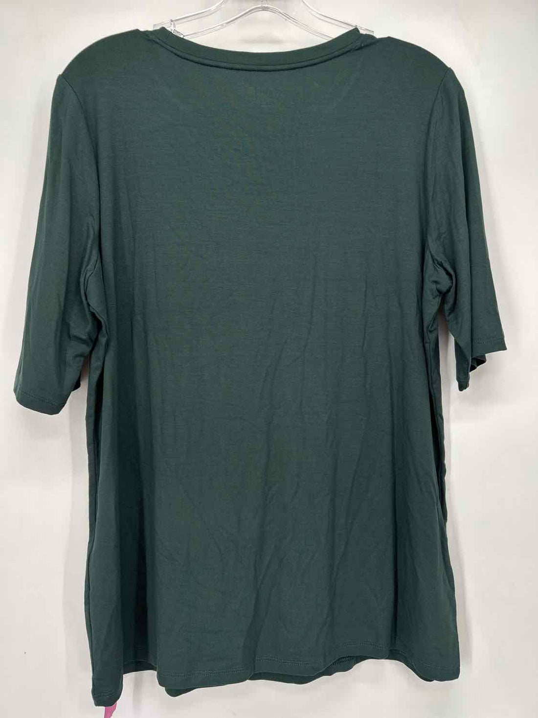 Chicos Size 2/L Dark Green NWT Short Sleeve