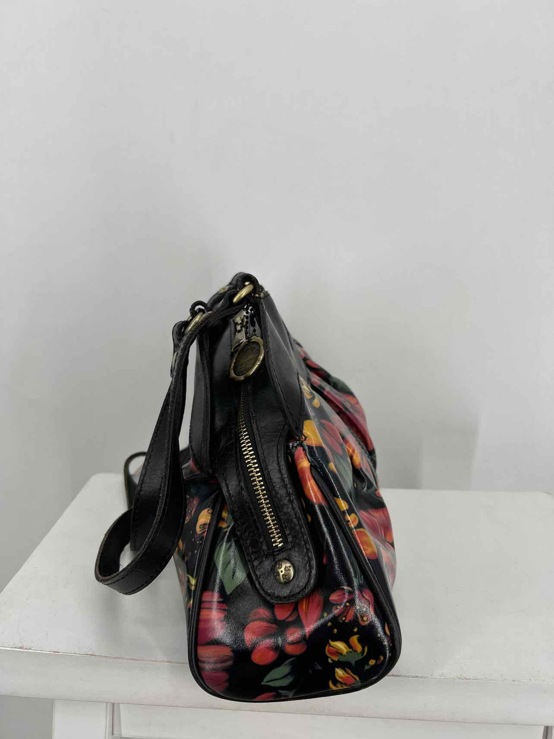 Patricia Nash Black Floral Leather Pre Owned Tote