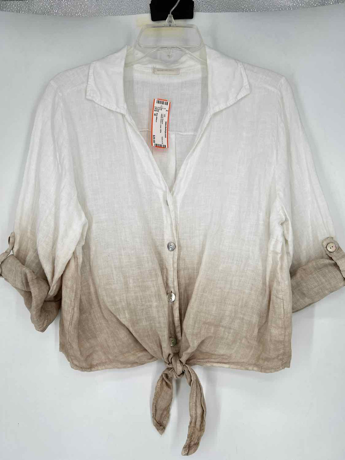 Milio Milano Size M White Ombre Linen 100% Long Sleeve