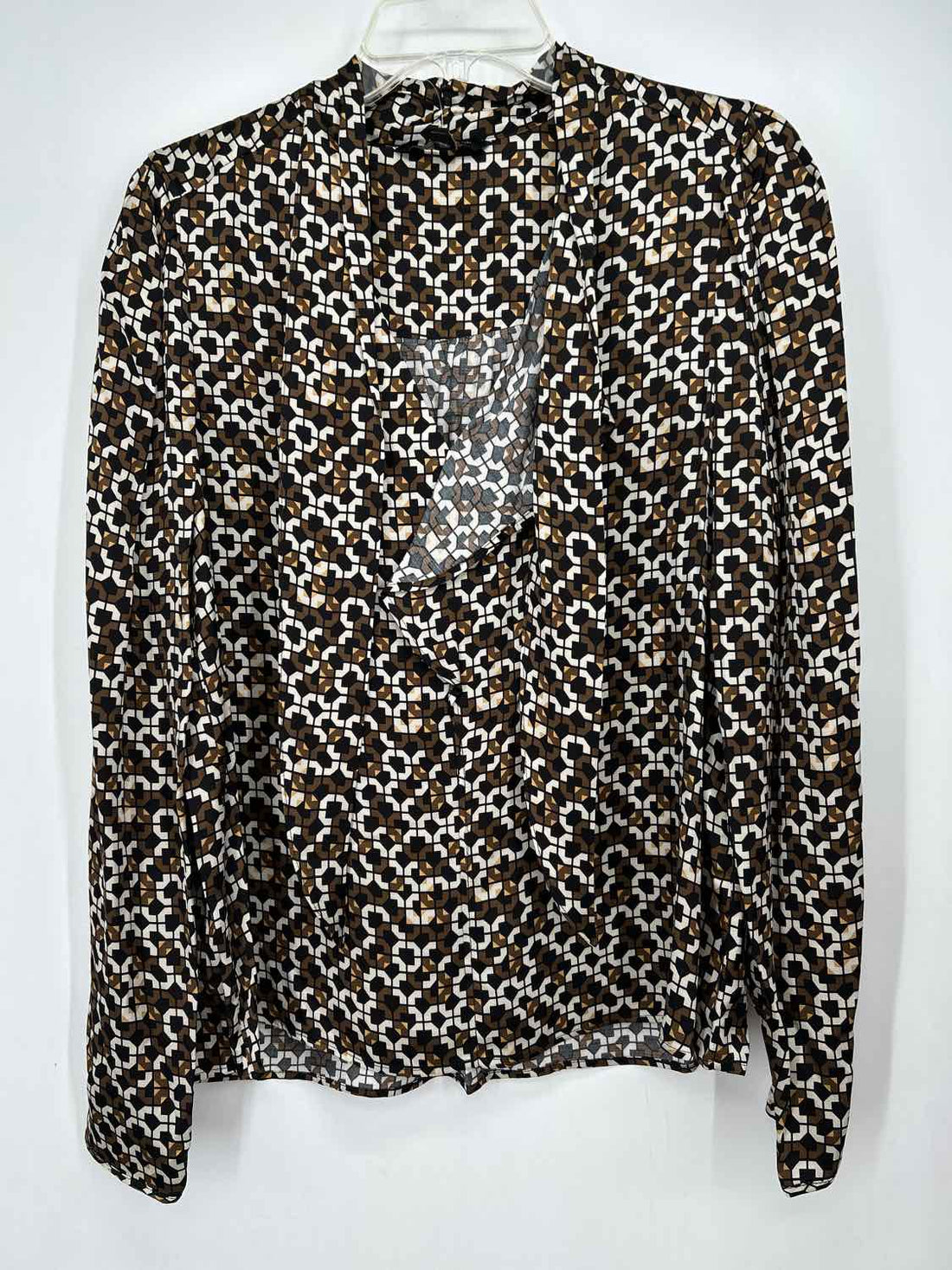 Banana Republic Size M Tall Black & Brown Print Long Sleeve