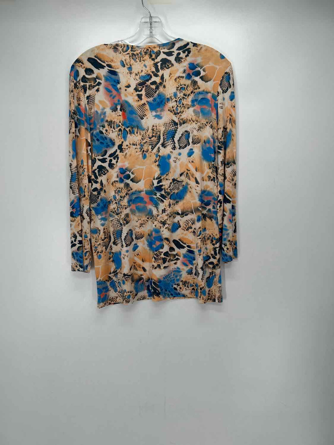 Reba Size XL Peach & Blue Print Long Sleeve
