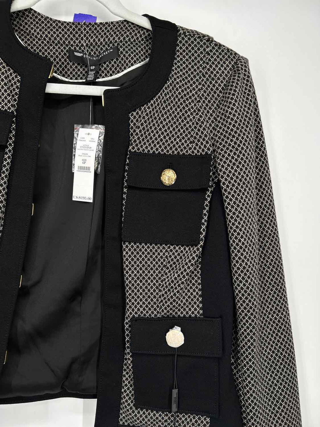 White House Black Market Size 6P Black & Gray Jacket