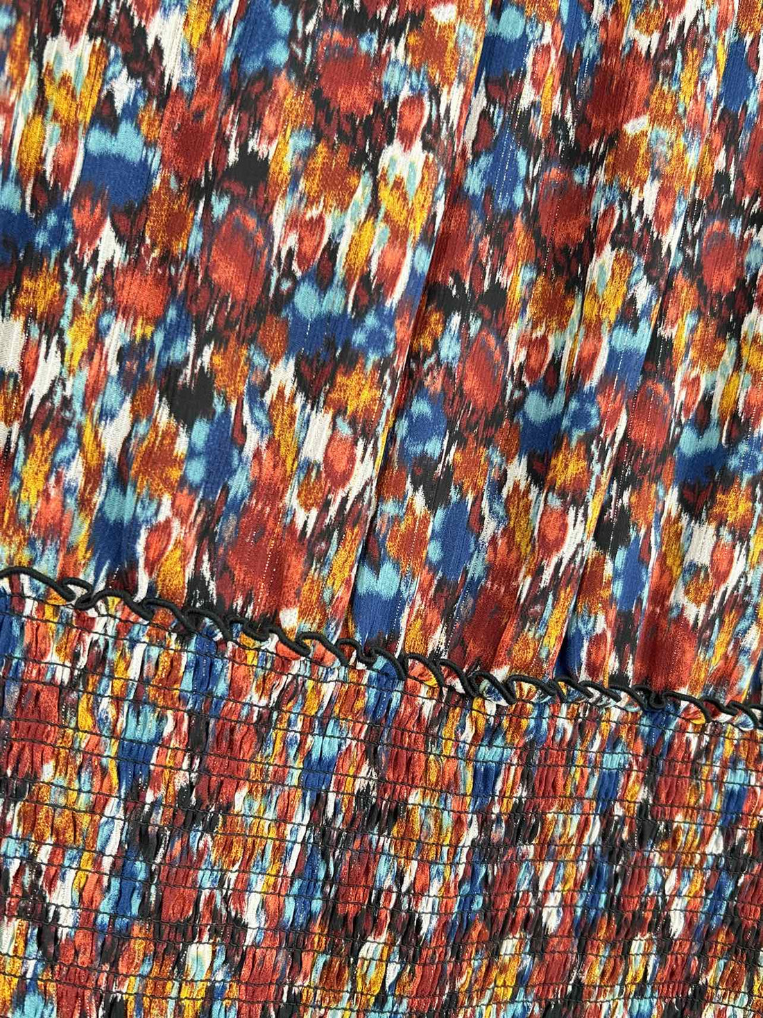ME+EM Size 12 Blue & Maroon Print Shimmer Long Sleeve Dress