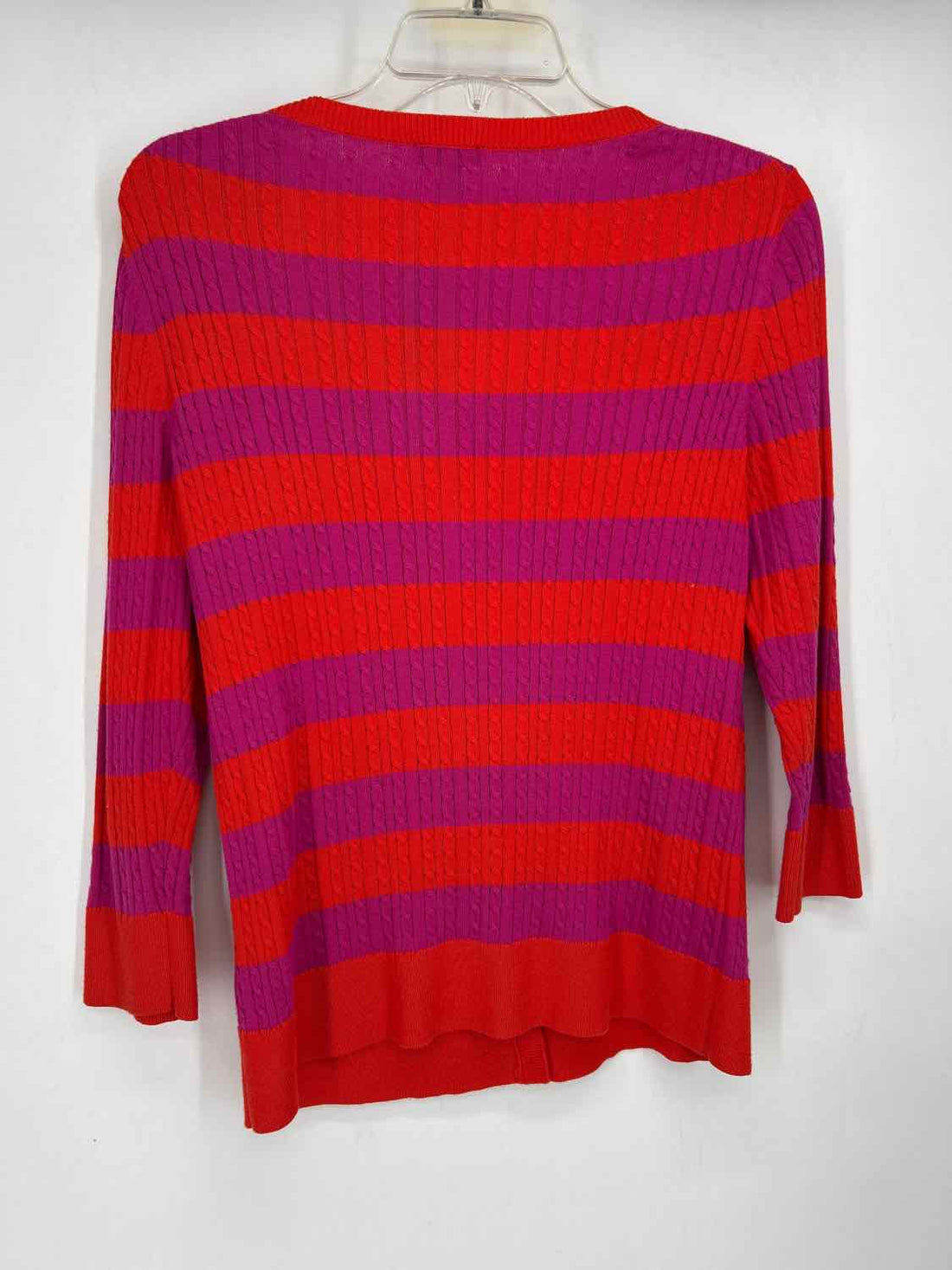 Talbots Size MP Orange & Magenta Striped Cardigan