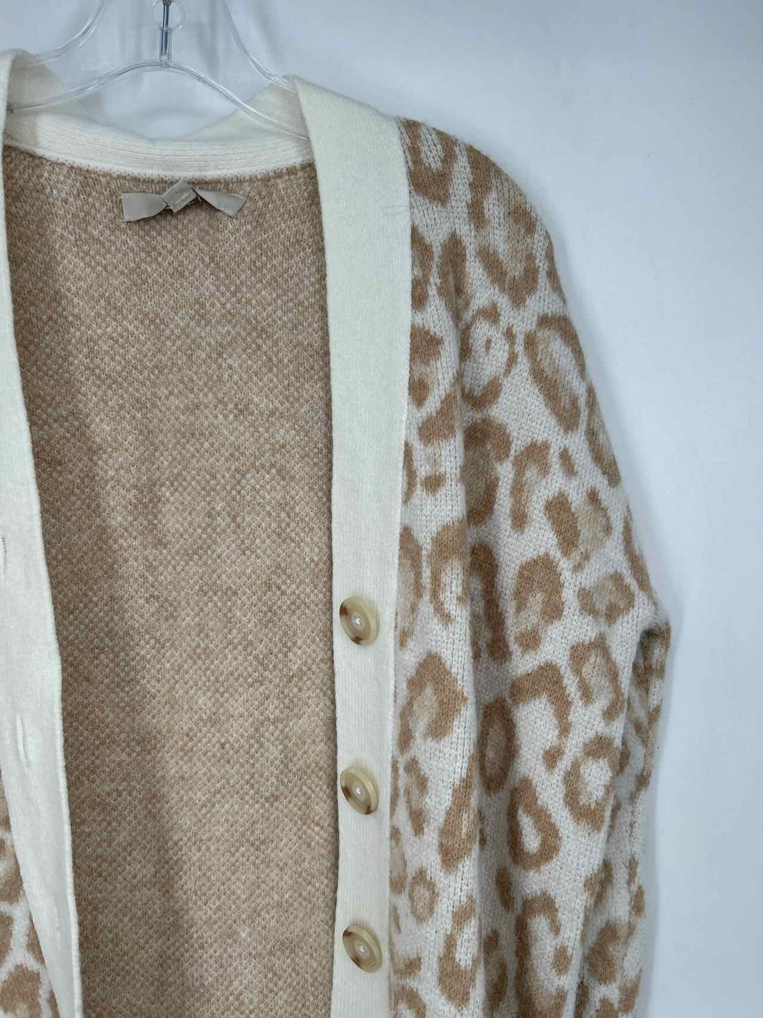 Loft Size M Beige Leopard Cardigan