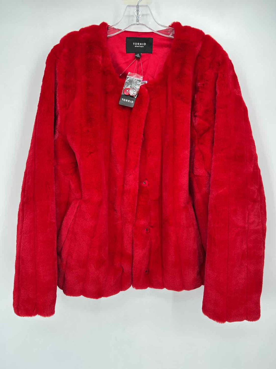 Torrid Size 2 (18/20) Red Faux Fur NWT Coat