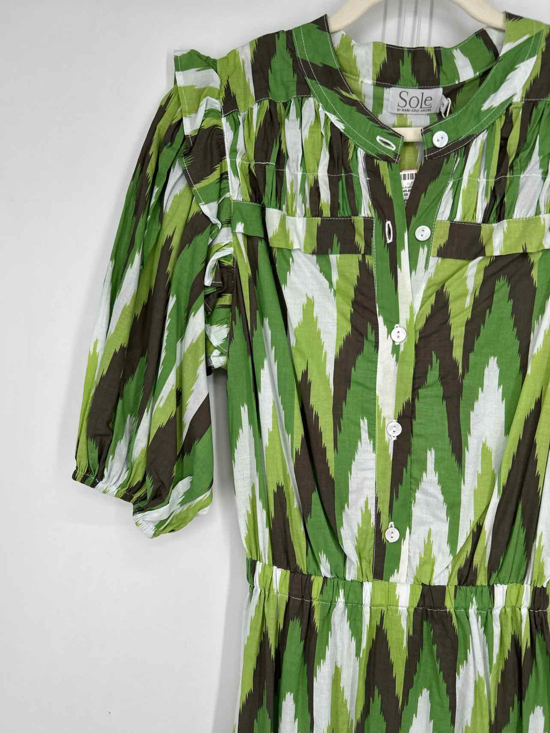 SoLe S Green & White Print New Boutique Dress