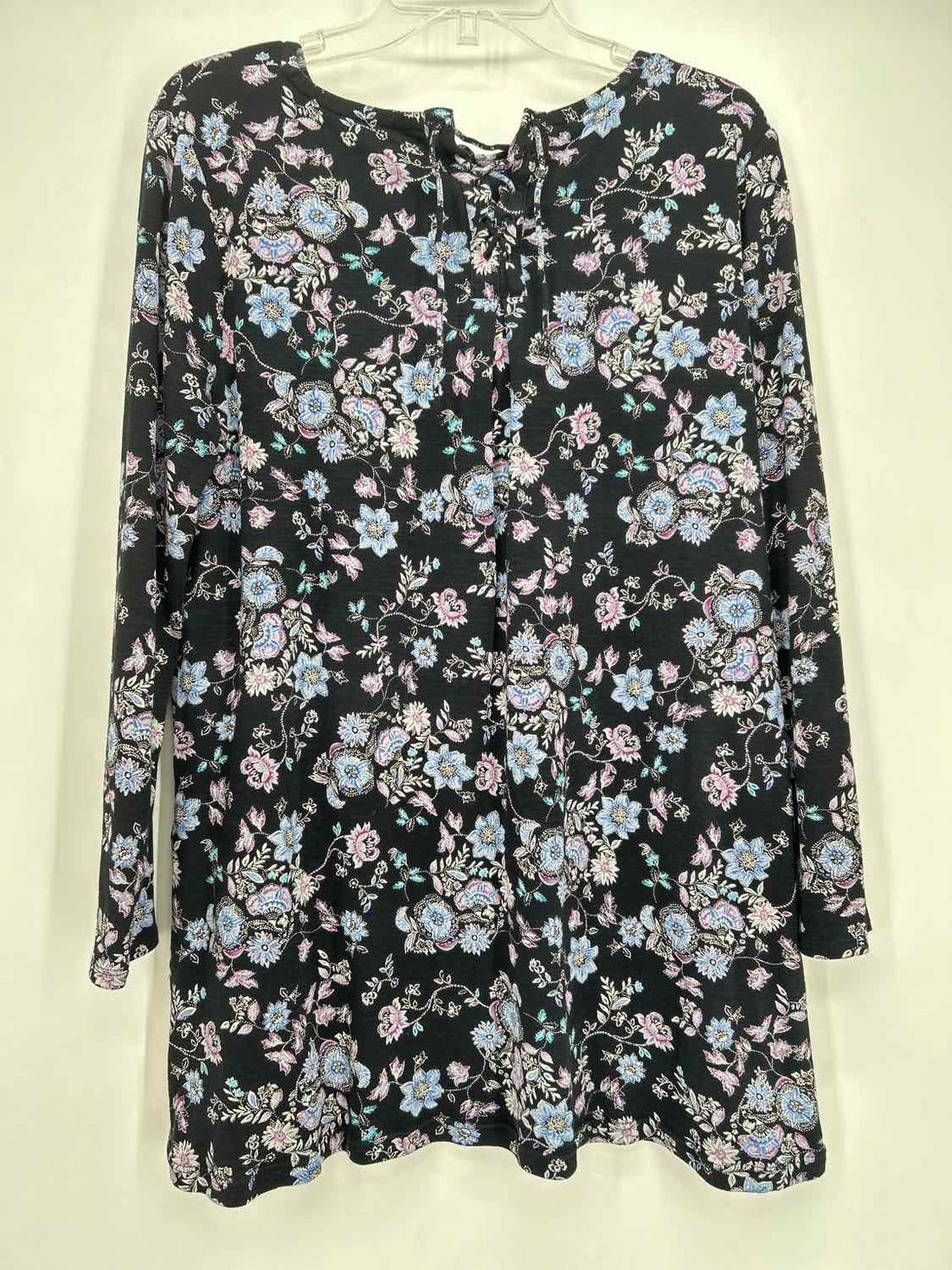 J Jill Size L Black Floral Long Sleeve