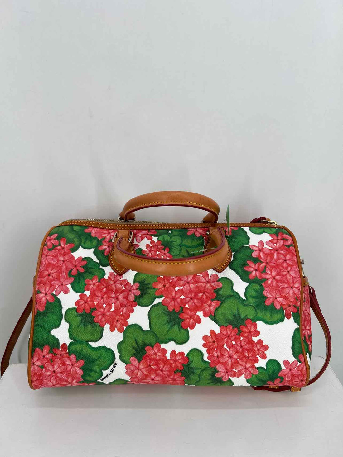 Dooney & Bourke Red & Green Floral Leather Pre Owned Satchel