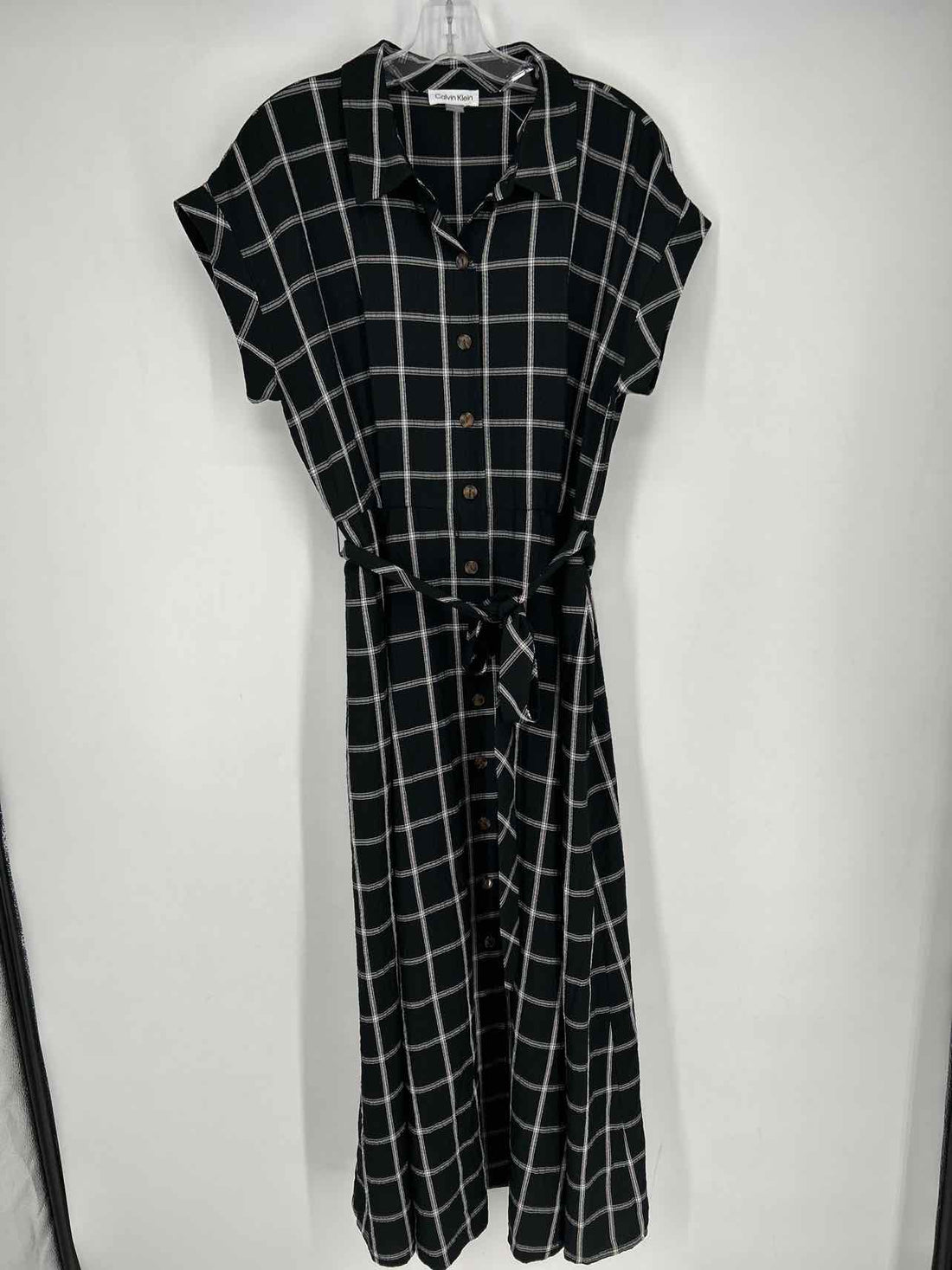 Calvin Klein Size 12 Black & White Short Sleeve Dress