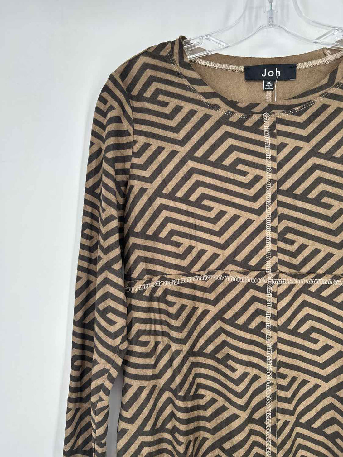 Joh Size XS Brown & Black Print Long Sleeve Dress