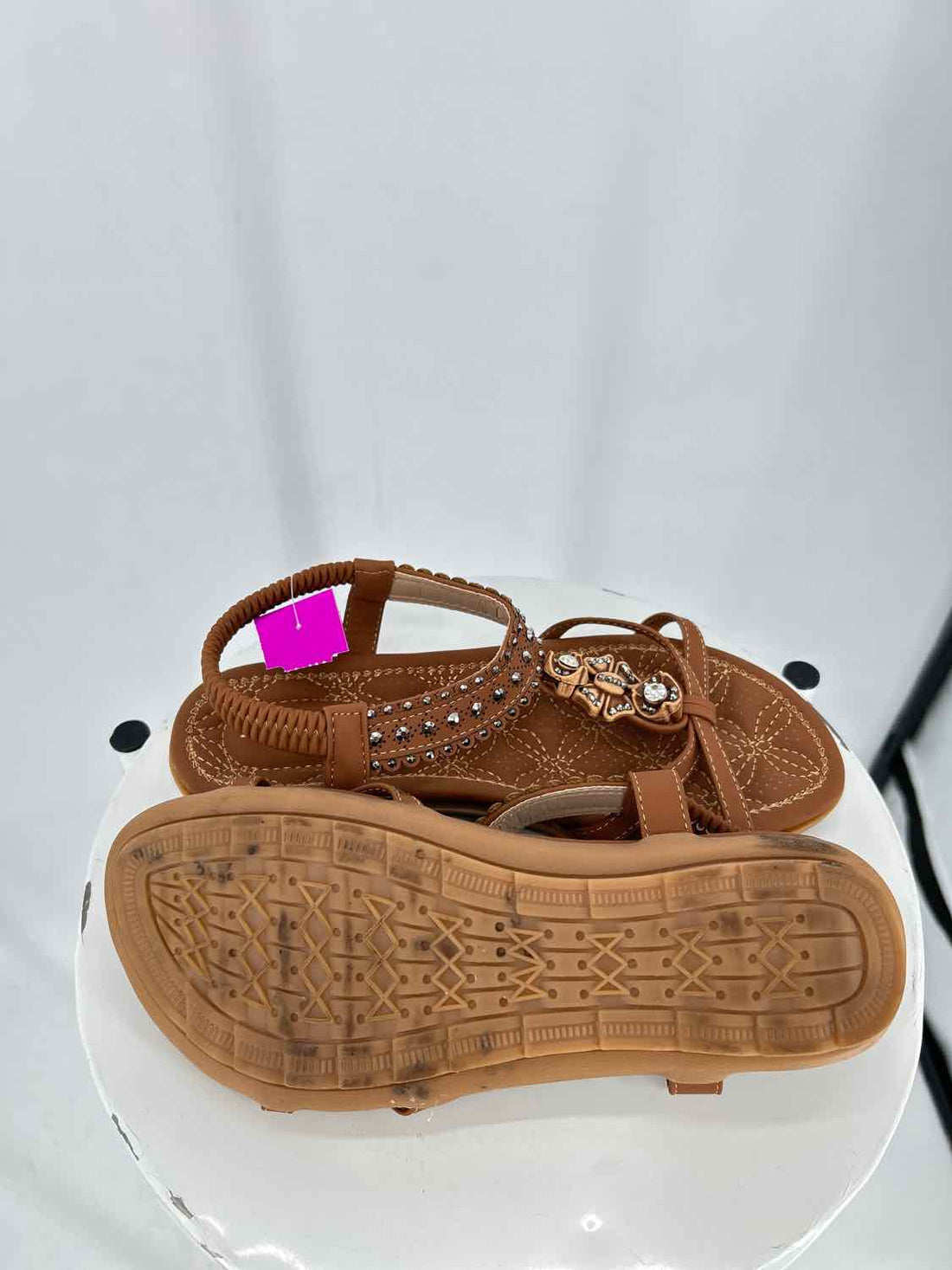 Alicegana Women Size 38 Brown Bling Sandals