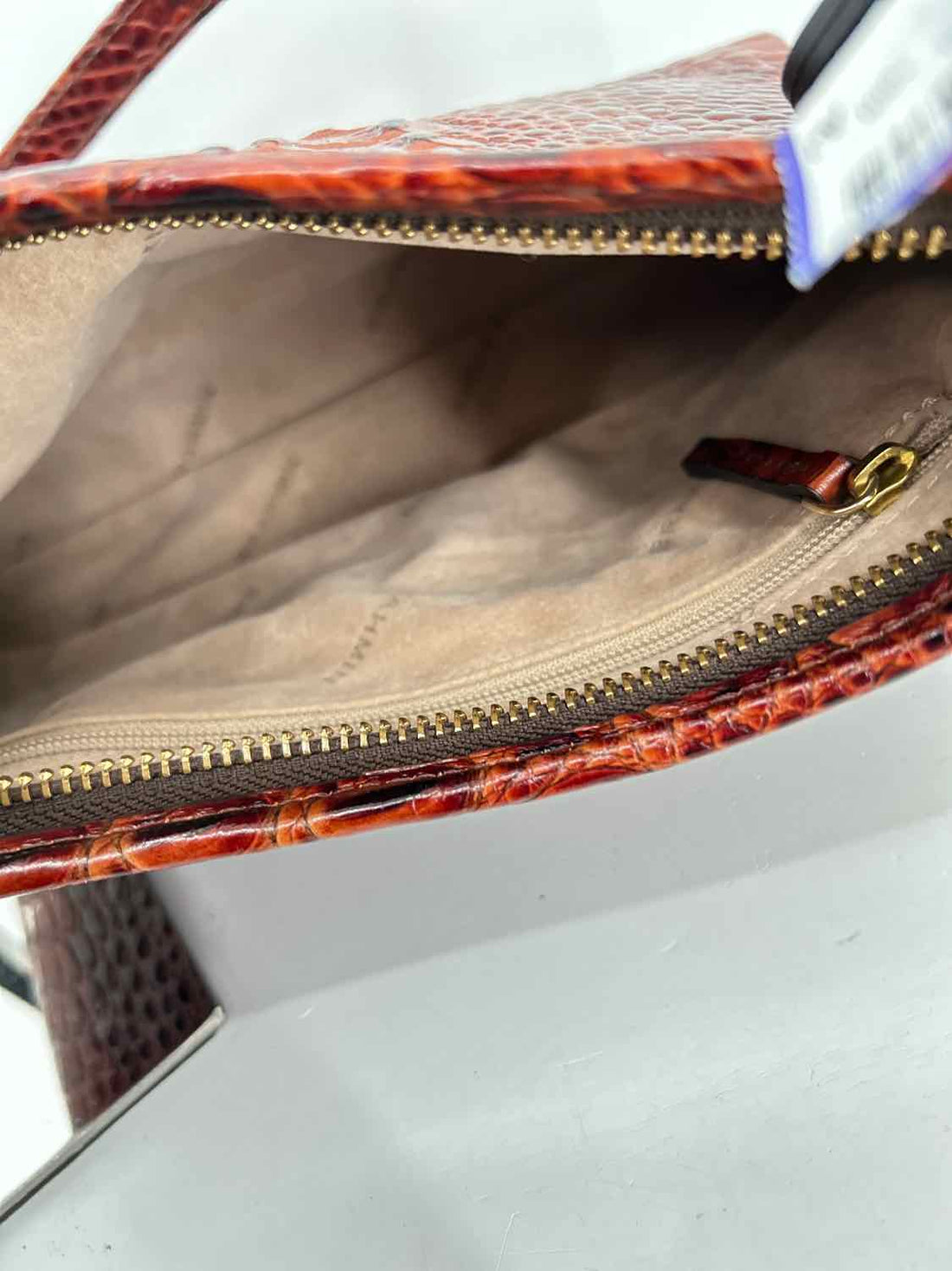 Brahmin Pecan Melbourne Croc Embossed Leather Shoulder