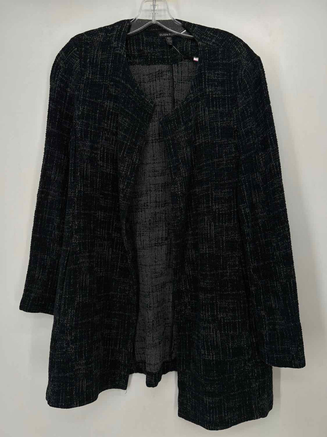 Eileen Fisher Size L Navy Tweed Jacket