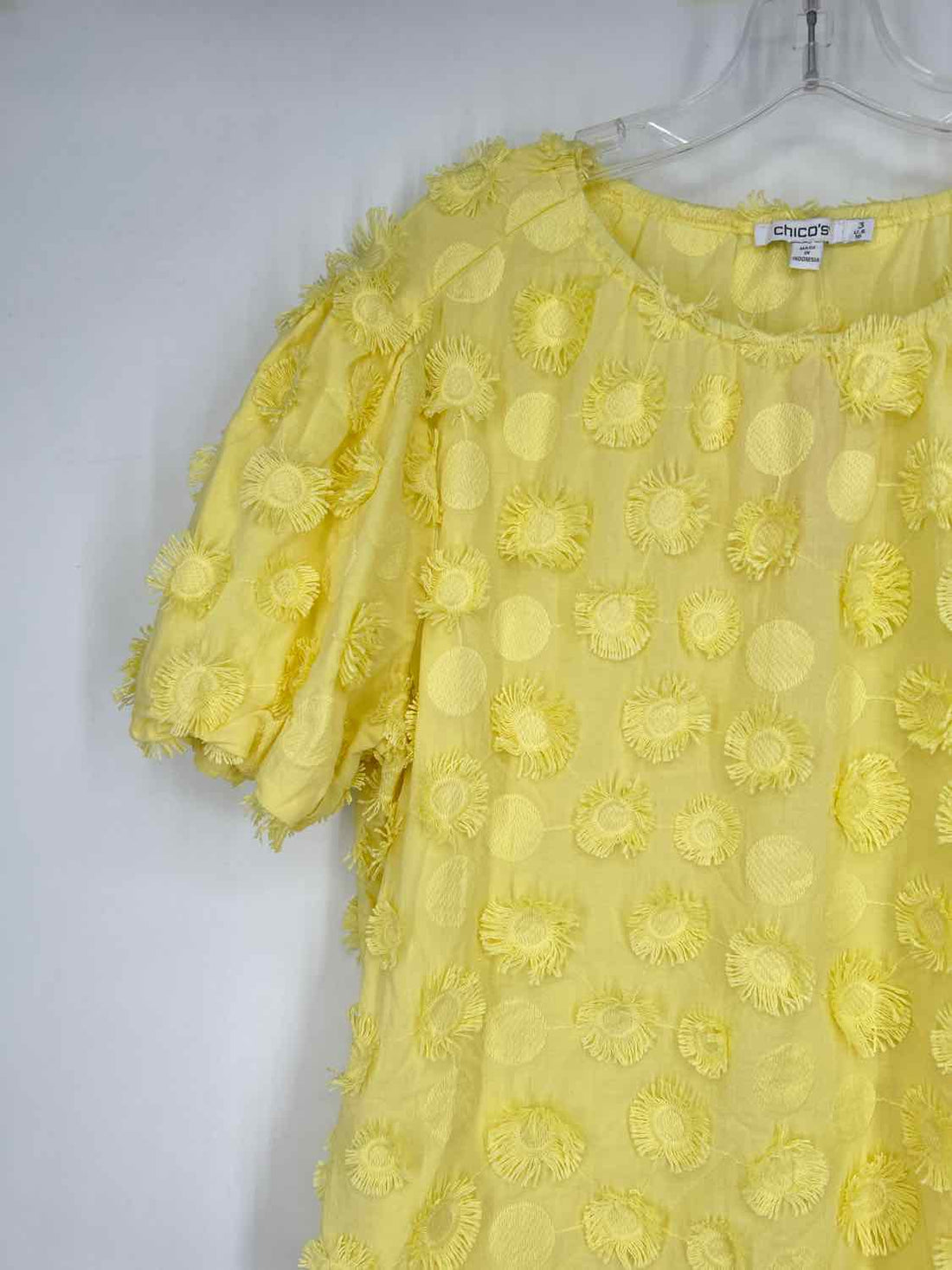 Chicos Size 3(XL) Yellow Applique Short Sleeve