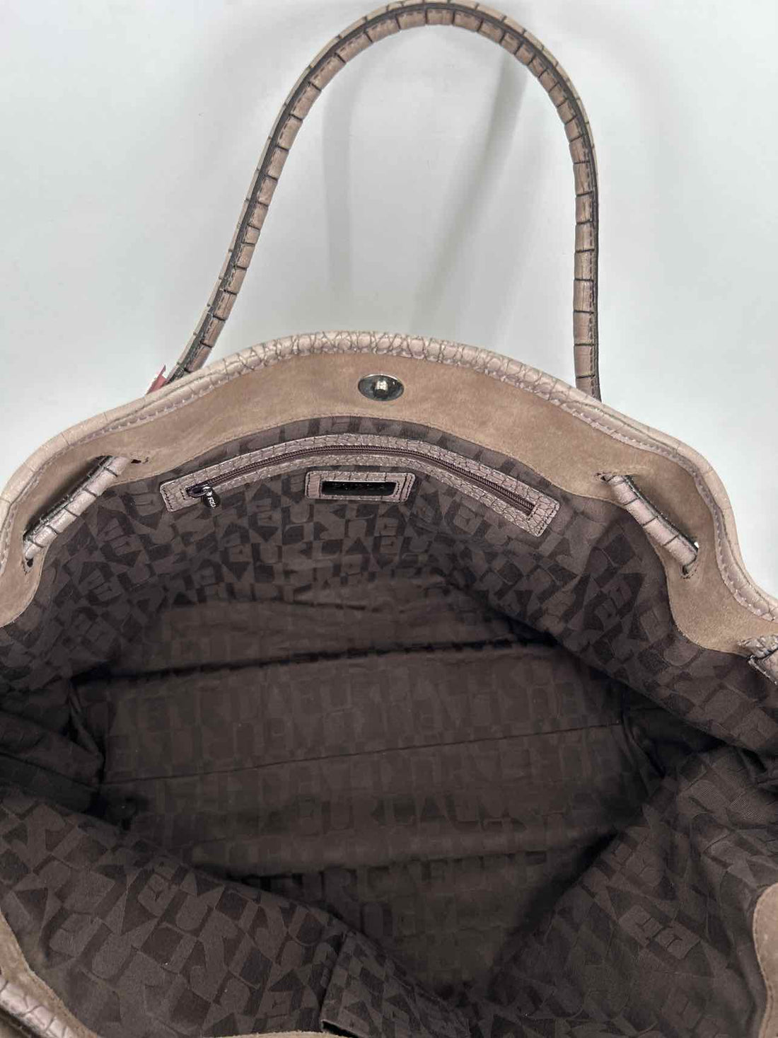 Furla Gray Taupe Suede Pre Owned Tote