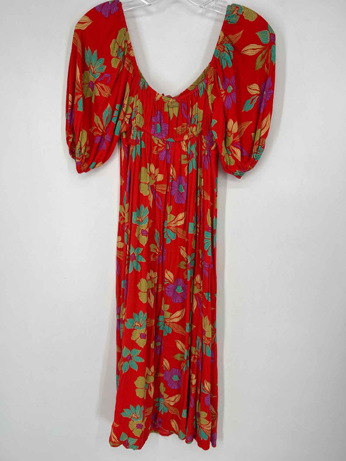 Billabong Size S Red Floral Short Sleeve Dress
