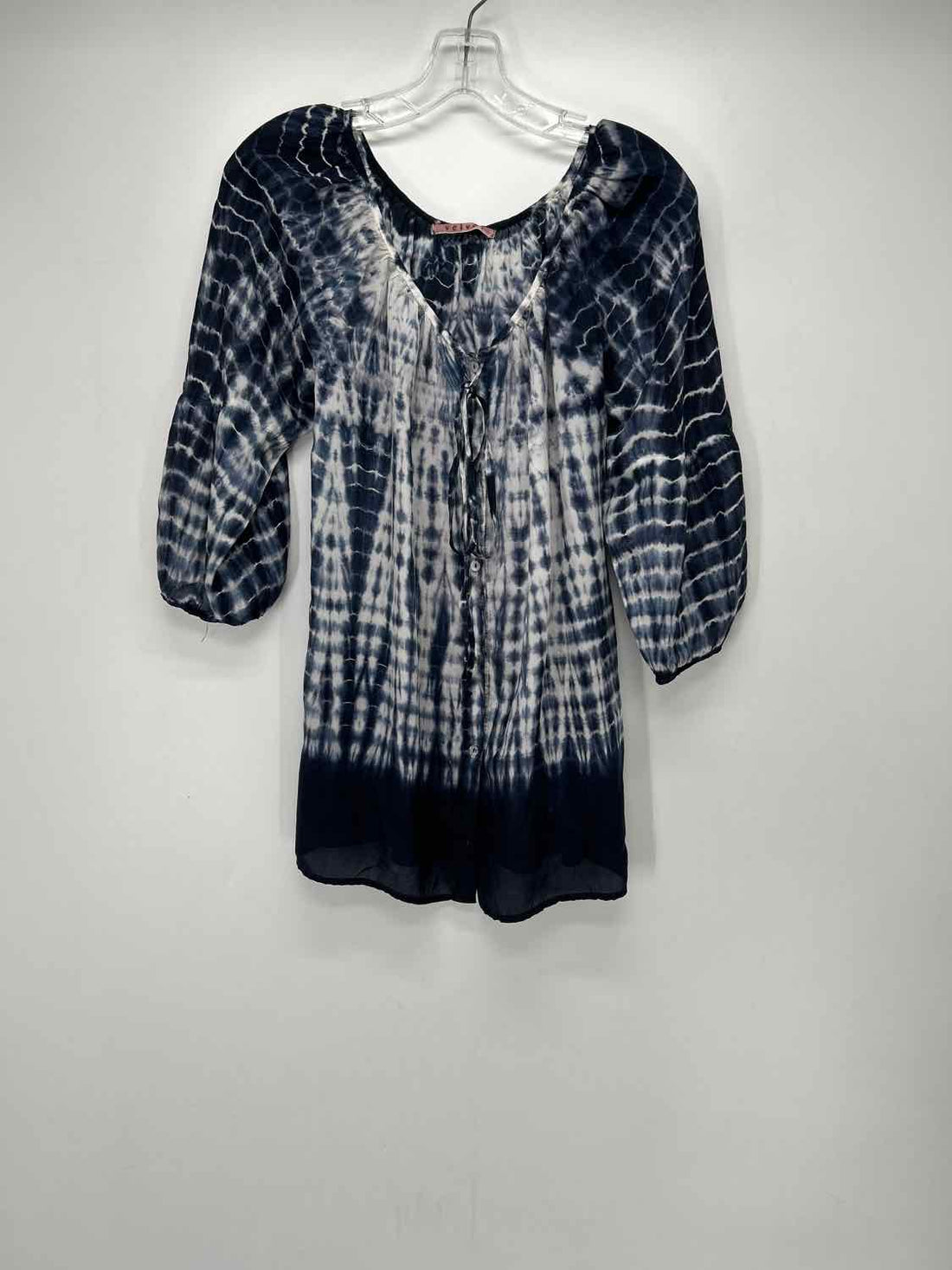 Velvet Size S Blue Tie Dye Silk Long Sleeve