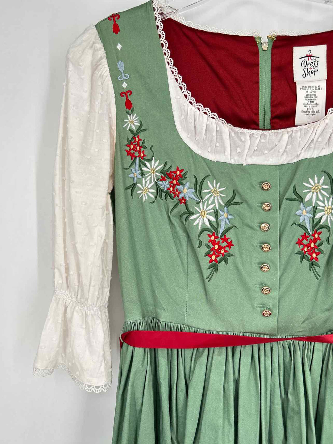 Disney The Dress Shop Size 8 Green Embroidered Dress