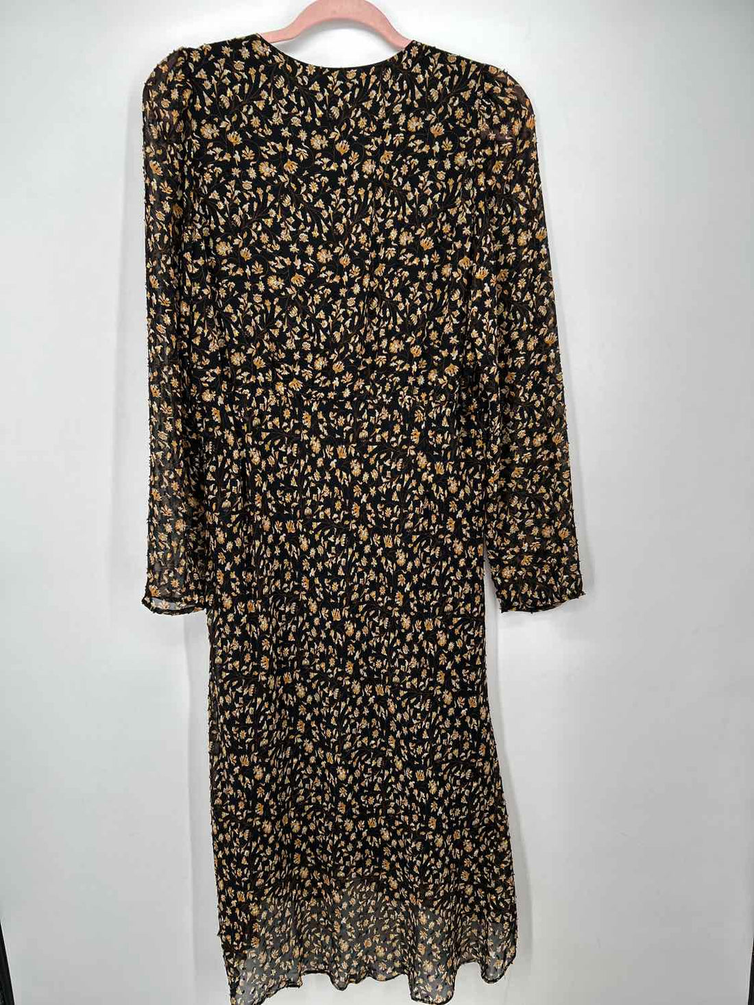 Lucy Paris Size XL Black & Yellow Floral Long Sleeve Dress