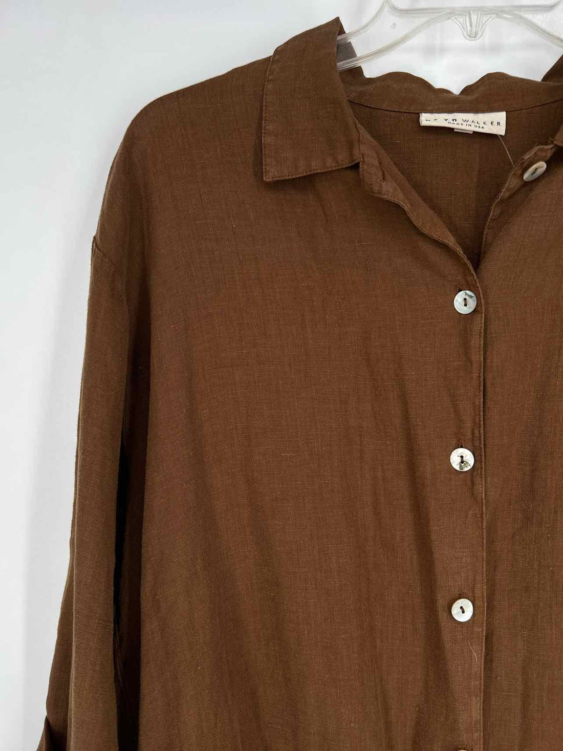 Bryn Walker Size M Brown Linen Long Sleeve