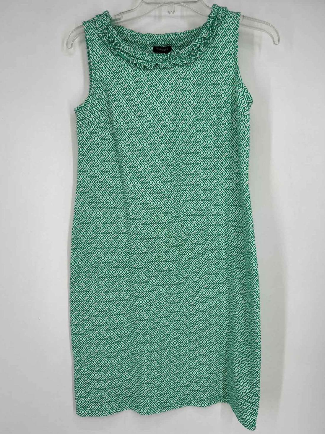 Talbots Size XS Green & White Sleeveless Dress