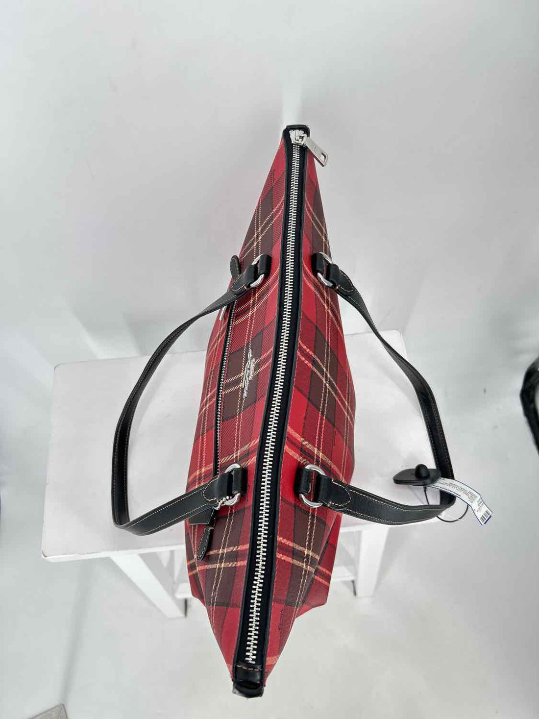 Coach Gallery Red Plaid Tote
