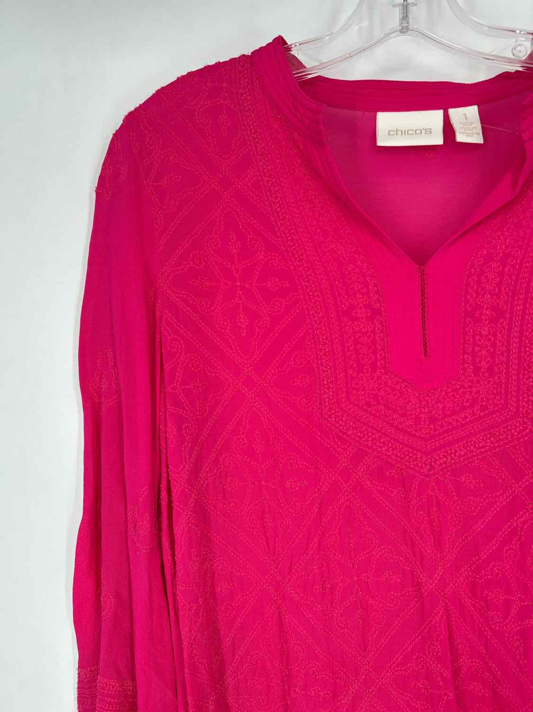 Chicos Size 1(M) Hot Pink Long Sleeve