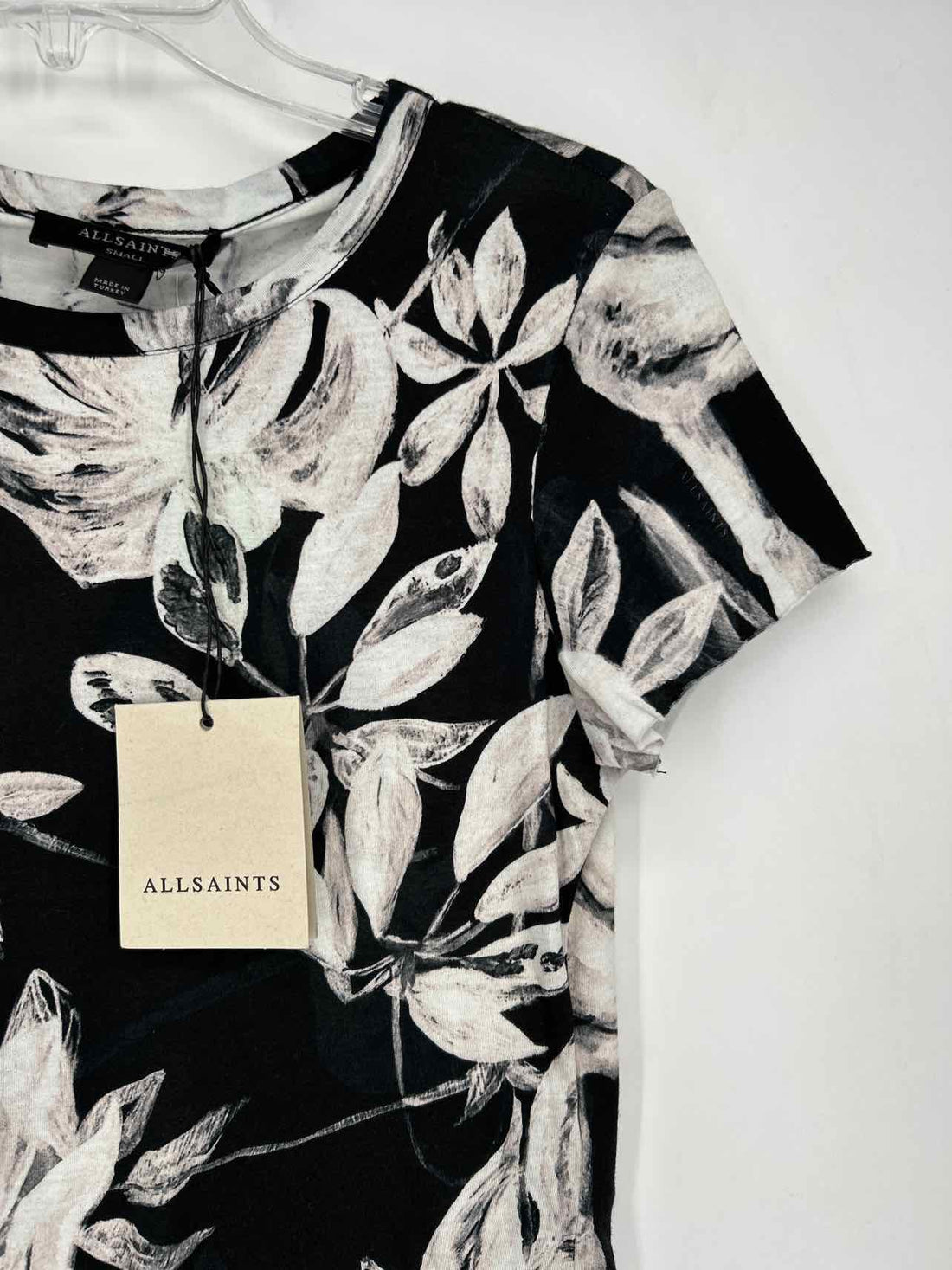 ALLSAINTS Size S Black & White Floral NWT Short Sleeve