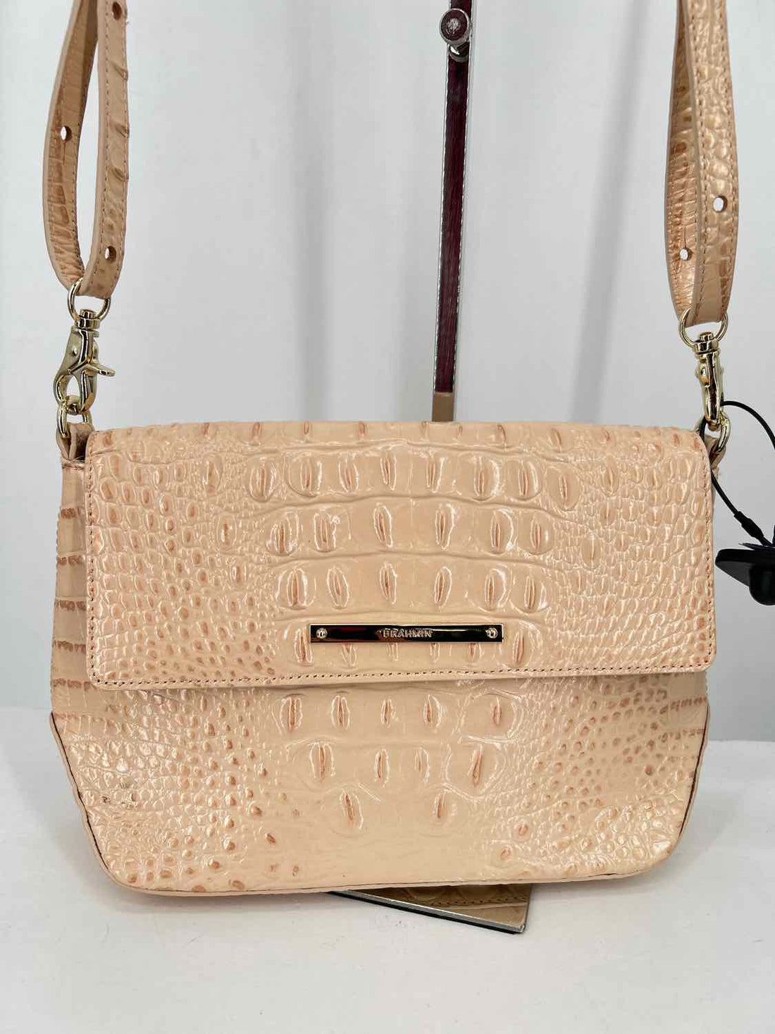 Brahmin Ayla Beige Croc Embossed Crossbody