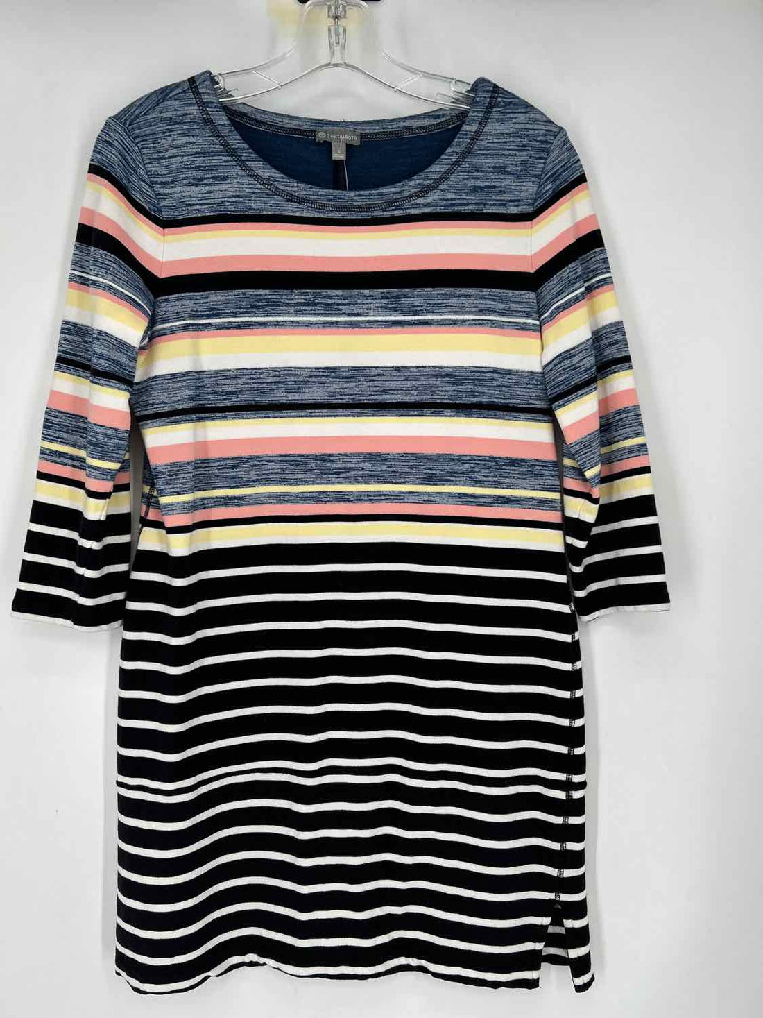 T By Talbots Size S blue & black stripe Long Sleeve Dress