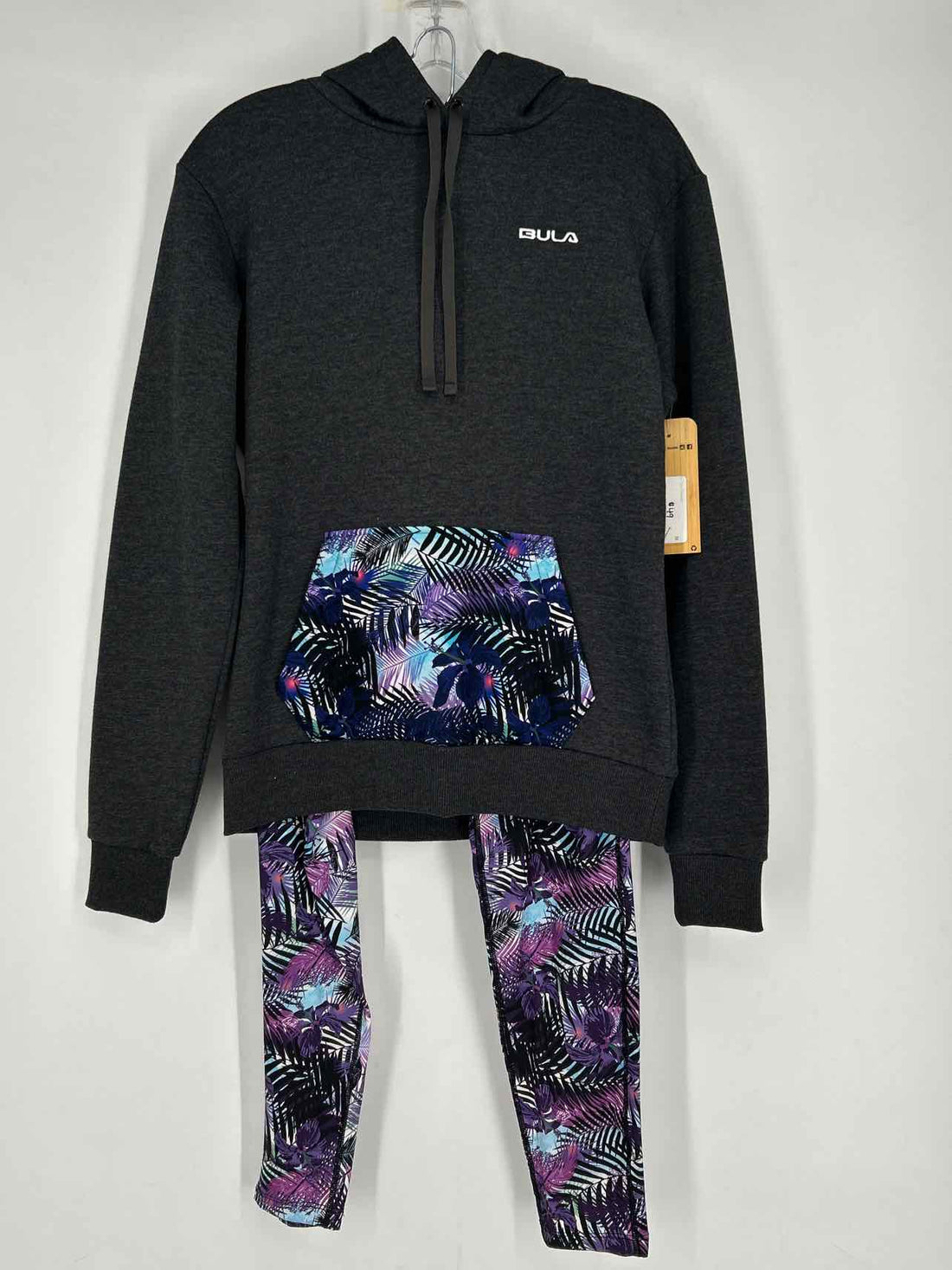 Bula Size M Dark Gray & Purple Print NWT Active 2 PC Set