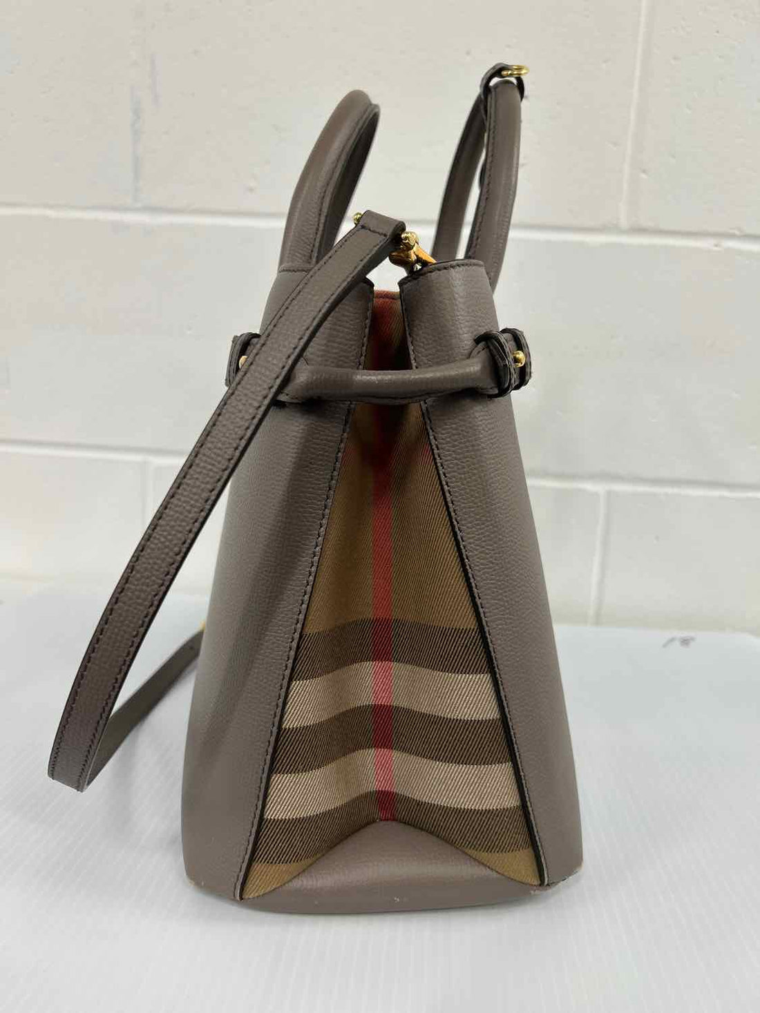 Burberry Banner Tote House Check Elephant Gray Satchel