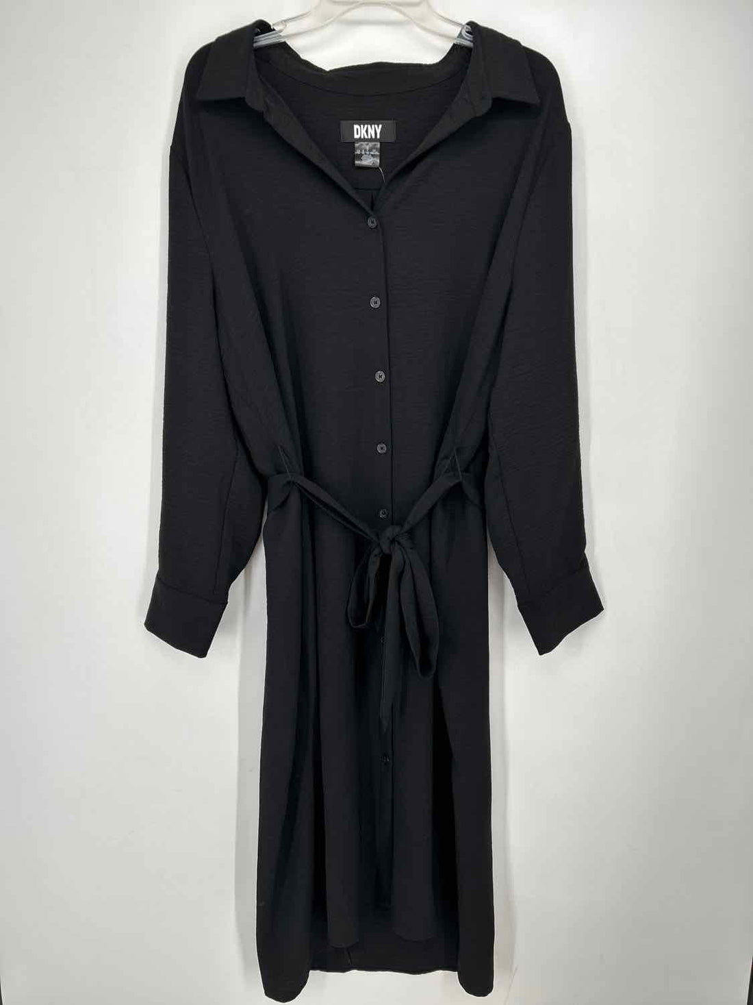 DKNY Size 16 Black Long Sleeve Dress