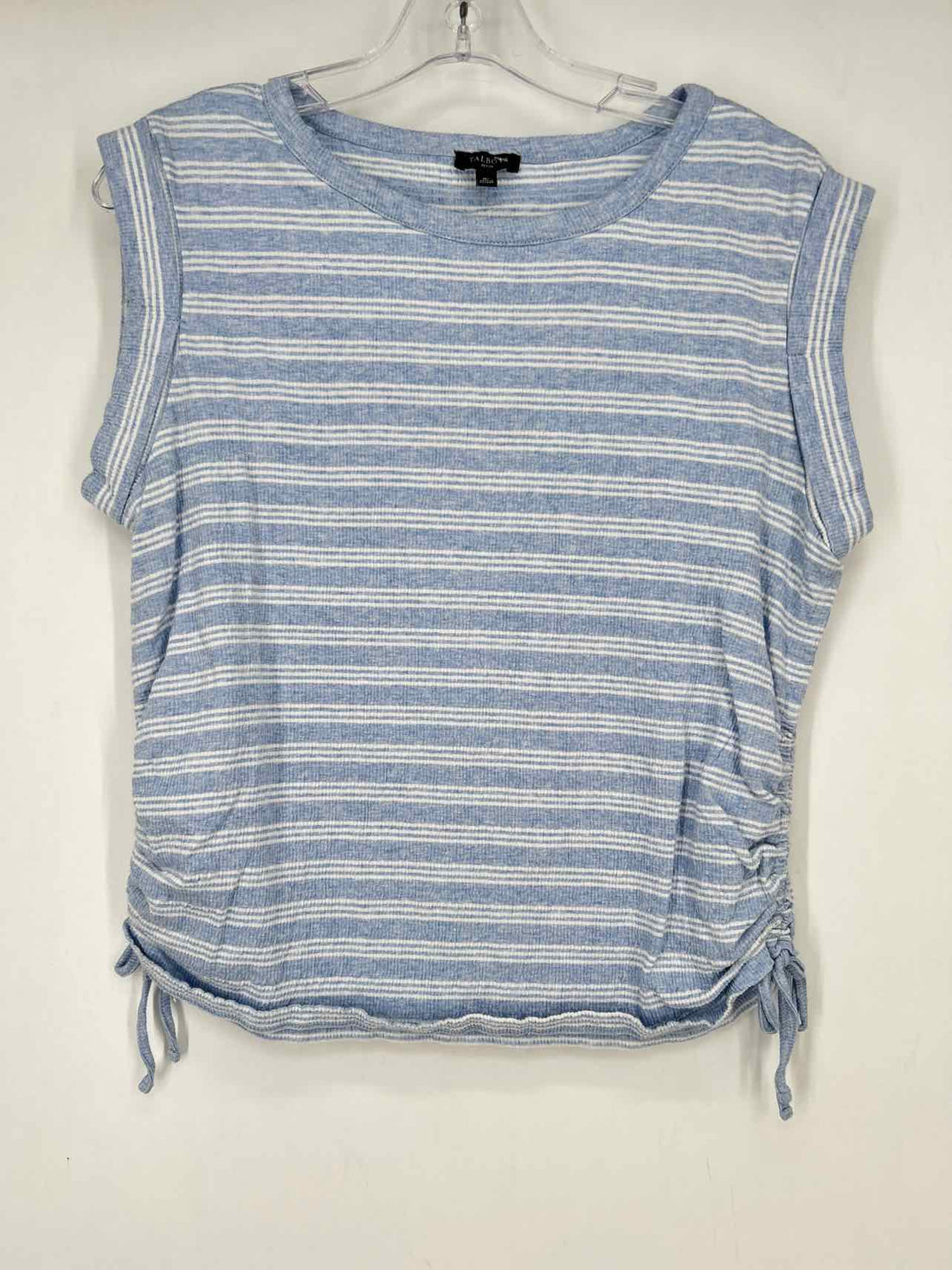 Talbots Size MP Light Blue & White Striped Short Sleeve