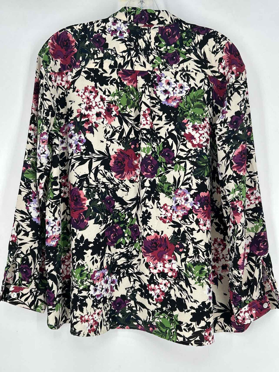 J Jill Size MP White & Black Floral Long Sleeve