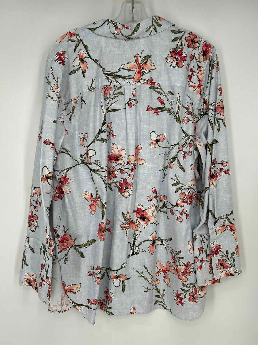 Chicos Size 3(XL) Light Blue & Pink Floral Long Sleeve