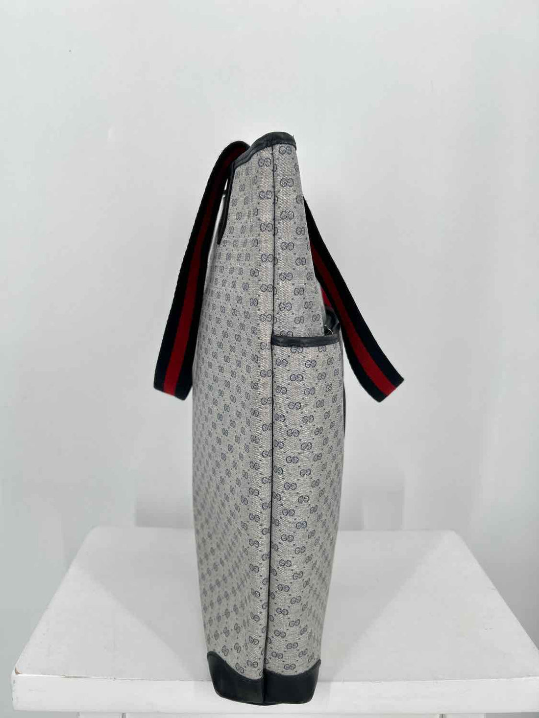 Gucci Navy Coated Canvas & Leather Vintage LUXURY