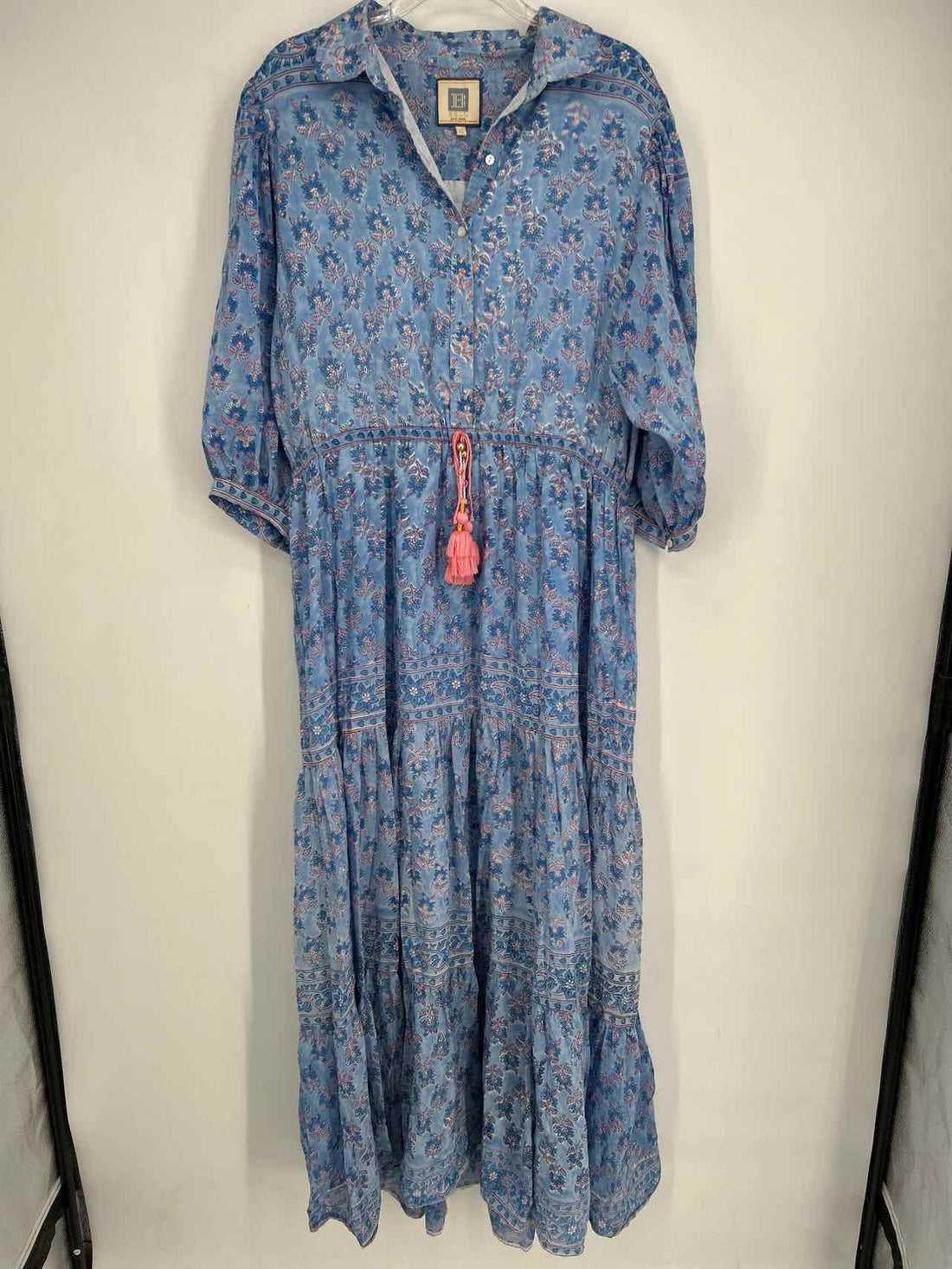 Bell Size XL Dusty Blue Print Long Sleeve Dress