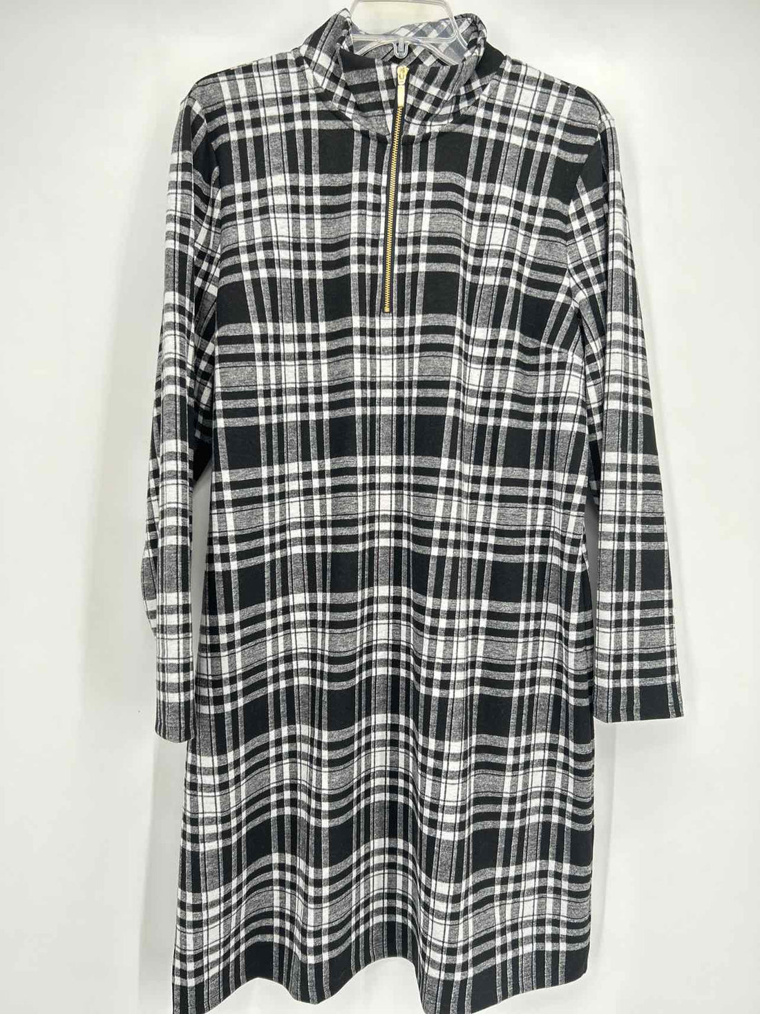 Talbots Size XLP Black & White Plaid Dress