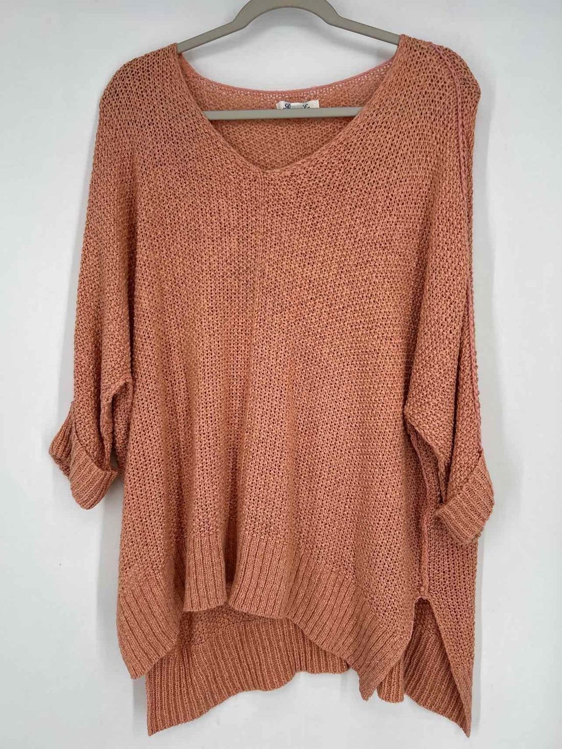 She + Sky Size One Size Peach Knit Long Sleeve