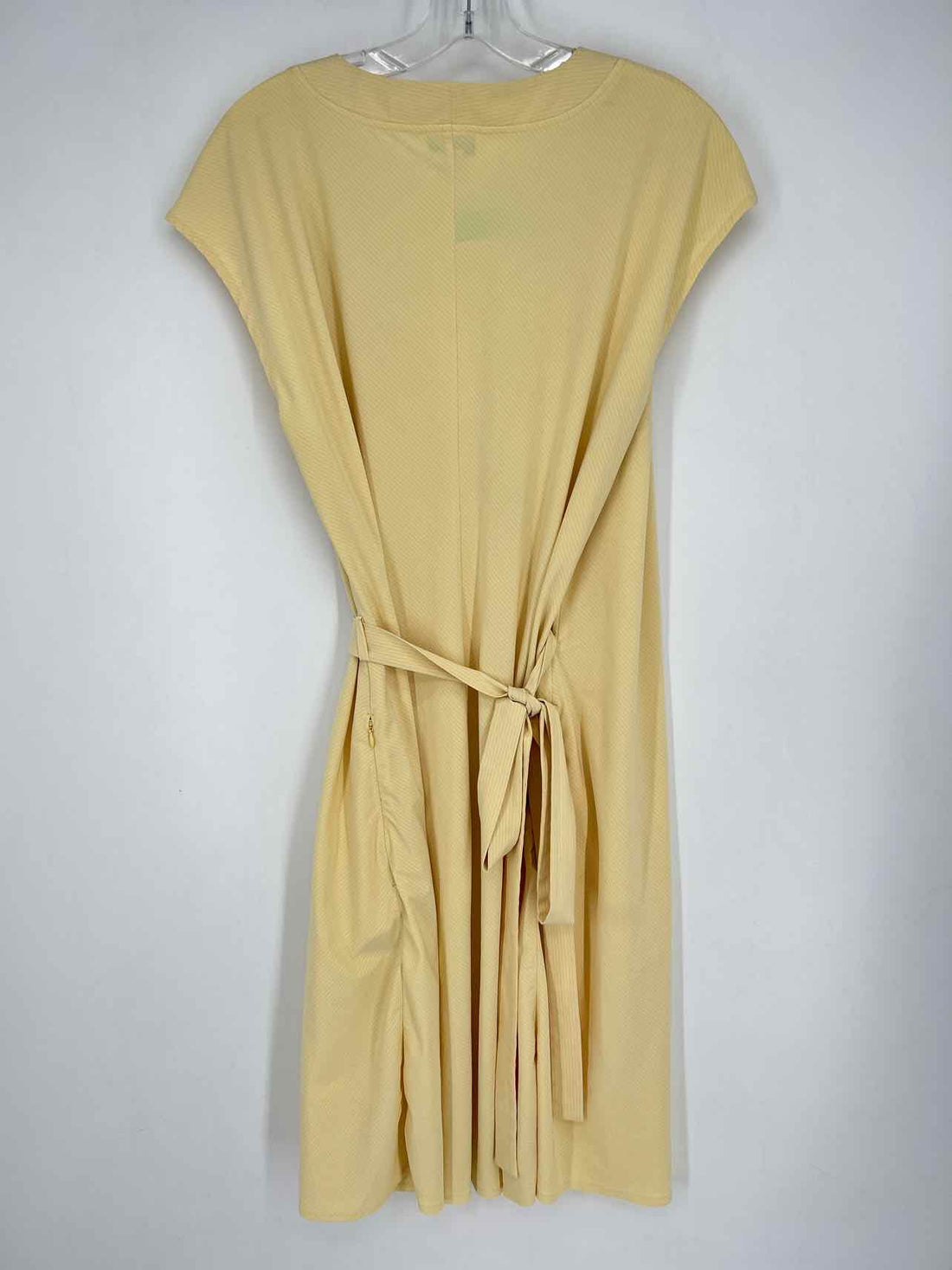 Athleta Size L Yellow Striped Short Sleeve Dress