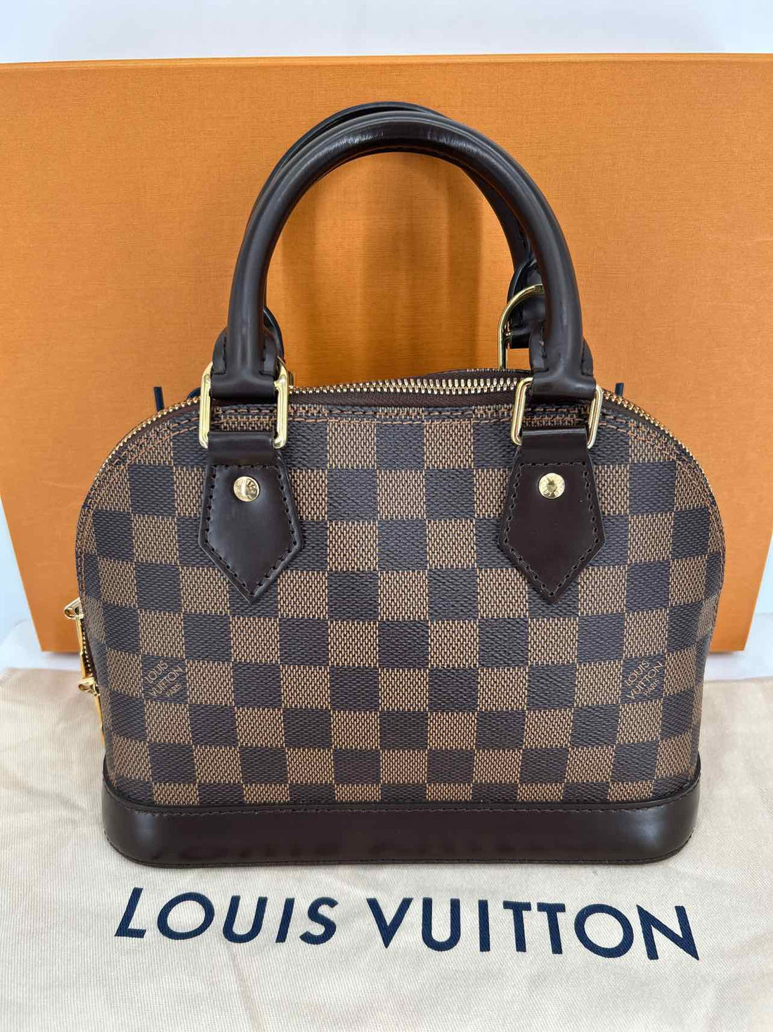 Louis Vuitton Alma BB Damier Ebene Coated Canvas & Leather Like New LUXURY