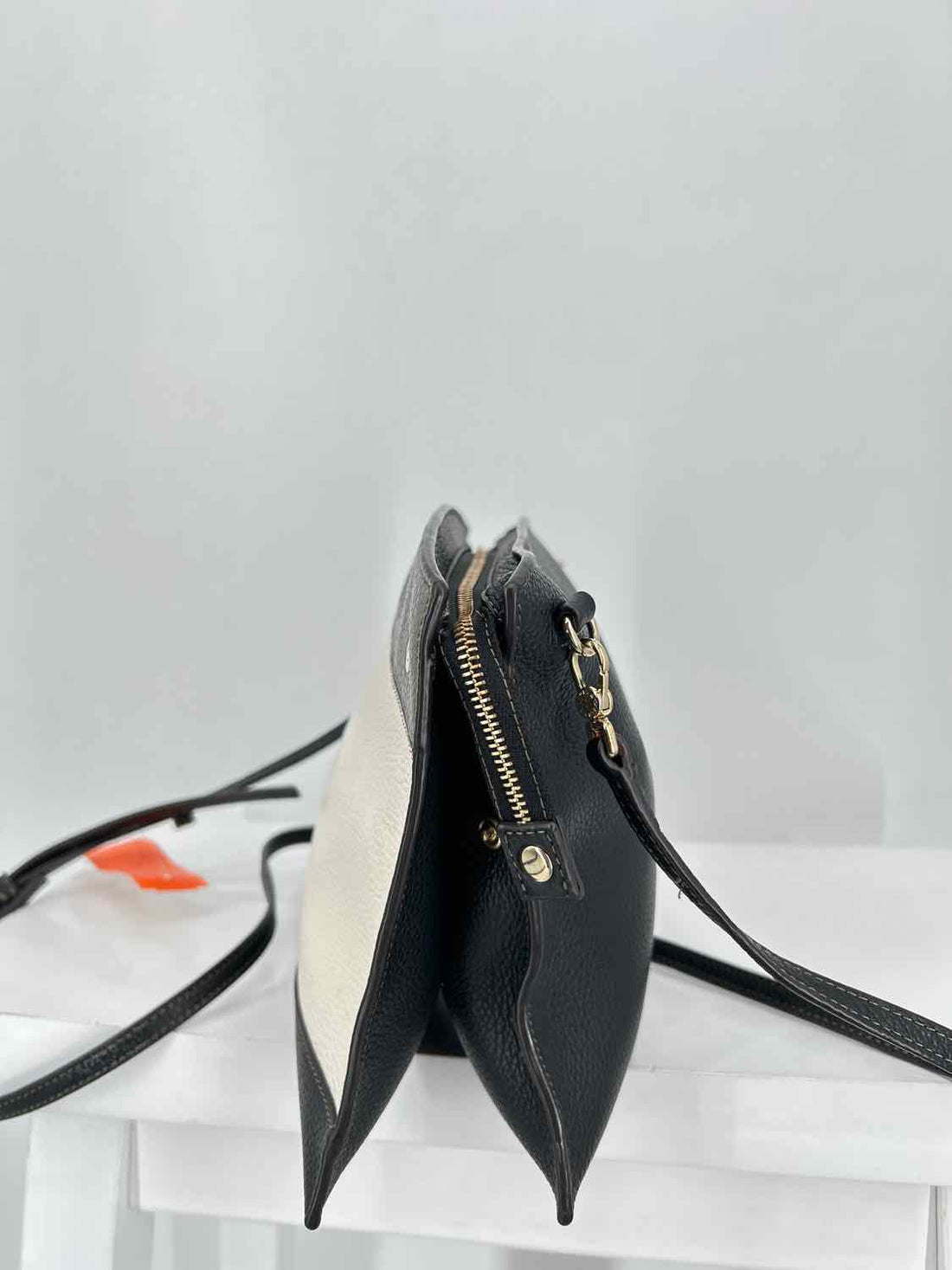 Furla Cream black & gray Pebbled Leather Crossbody