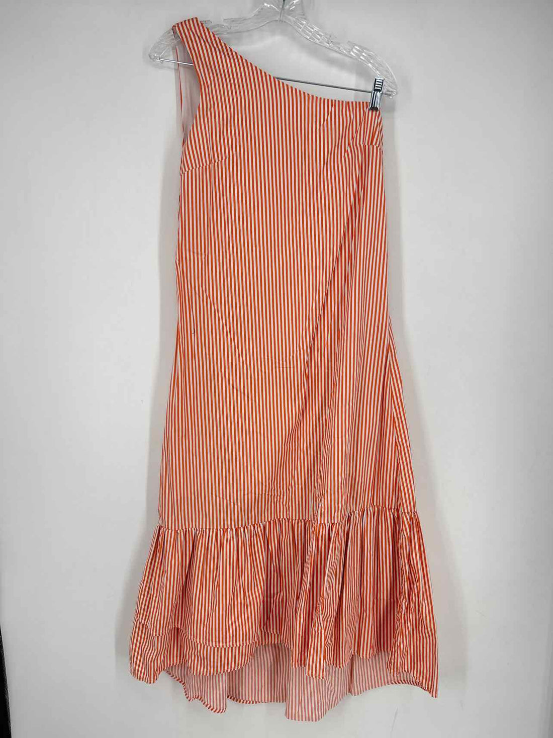 Fourteenth Place Size S Orange & White Striped One Shoulder Dress
