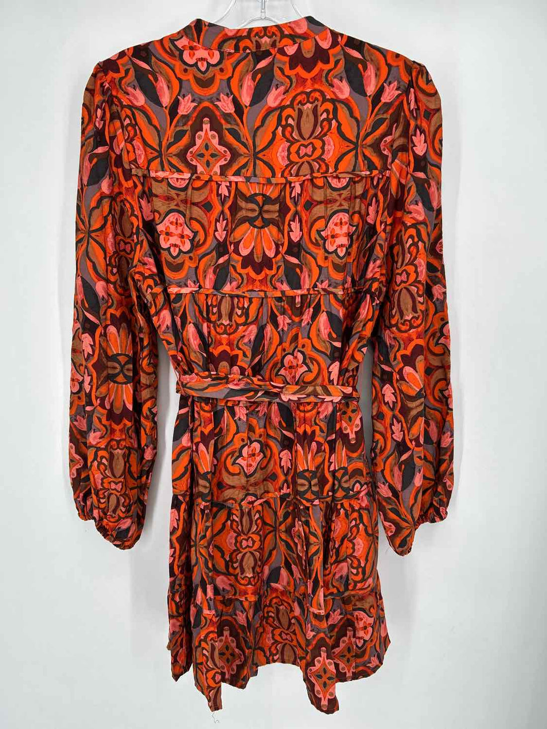 Dress Forum Size S Orange Print Long Sleeve Dress