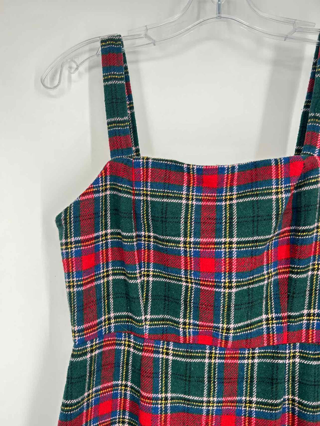 Copper Key Size S Green & Red Plaid Sleeveless Dress