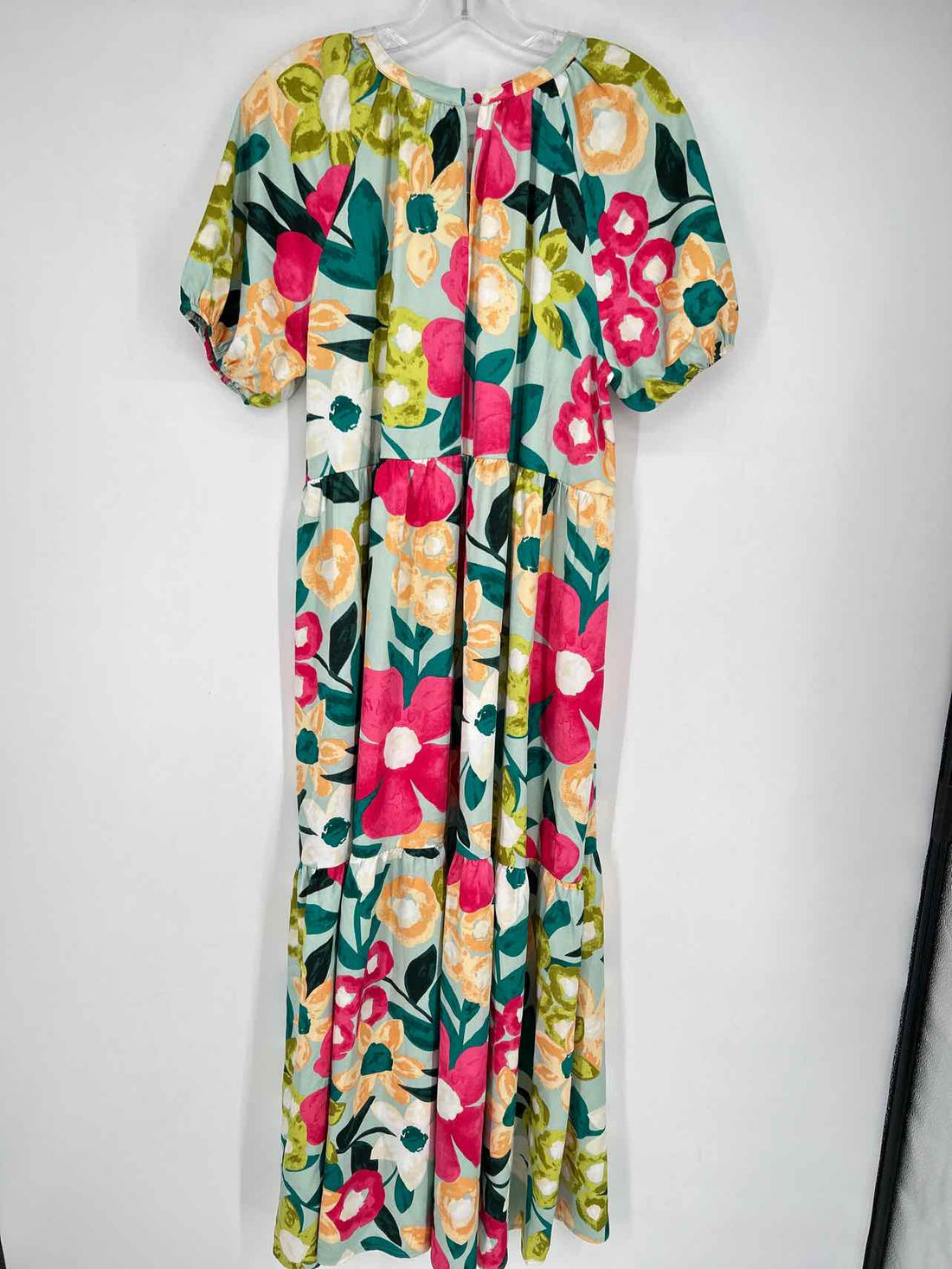 TCEC Size L Aqua Floral Short Sleeve Dress