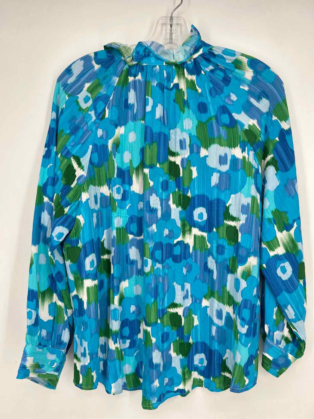 Pomander Place Size M Blue & Green Print Long Sleeve