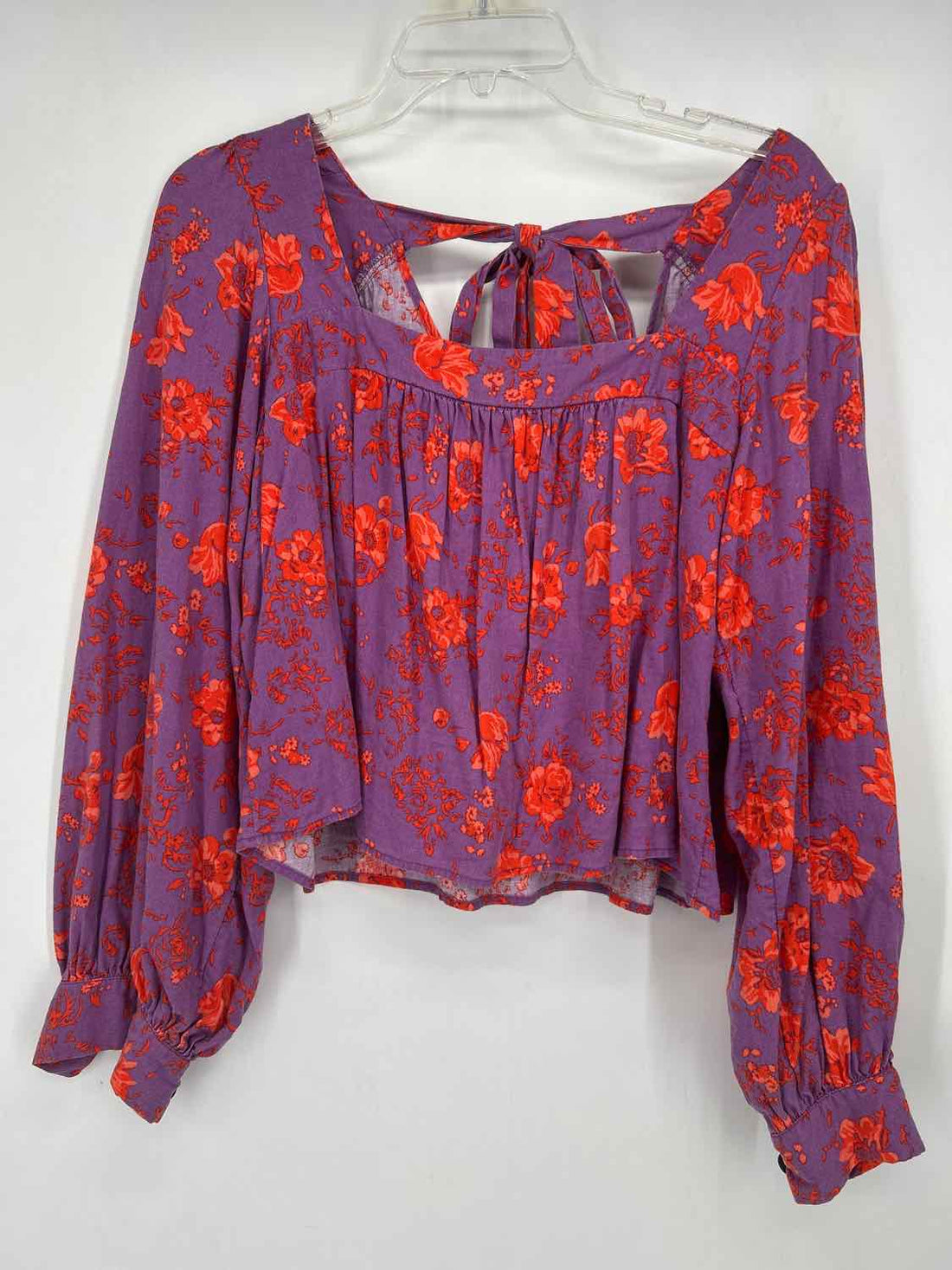 Free People Size S Purple & Orange Floral Long Sleeve